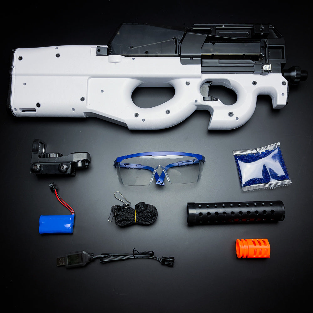 P90 Gel Blaster white accessories