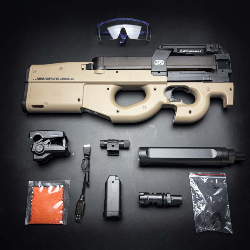 P90-Gel-Blaster-brown-accessories